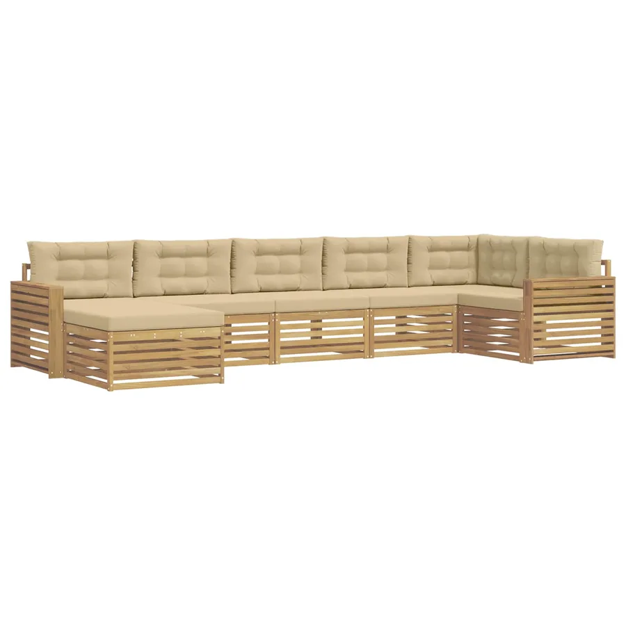 Ensemble de canapés d'extérieur 7 pc Blanc et Beige - 2
