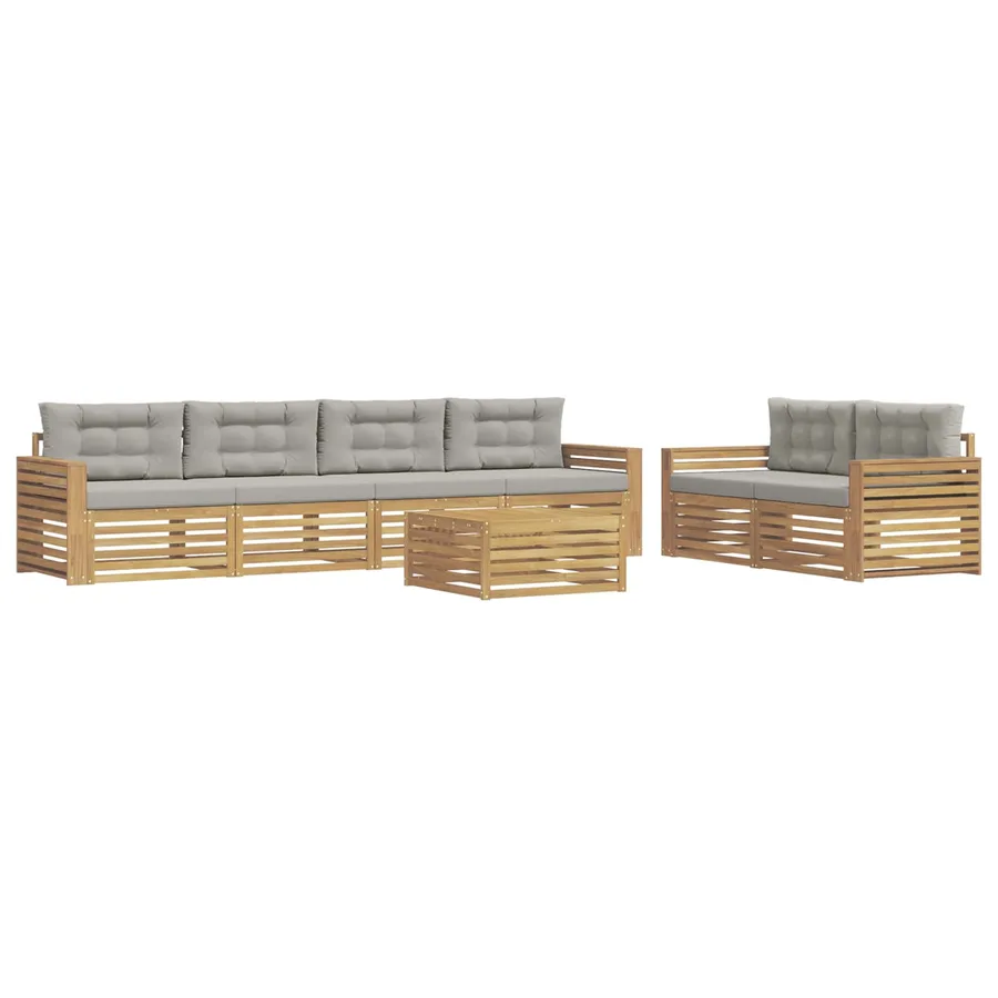 Ensemble de canapés d'extérieur 7 pc Blanc et gris clair - 2