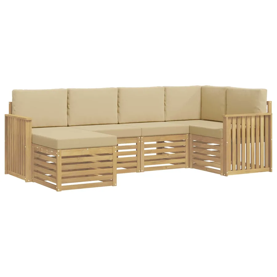 Ensemble de canapés d'extérieur 6 pcs Blanc et Beige Polyester - 2