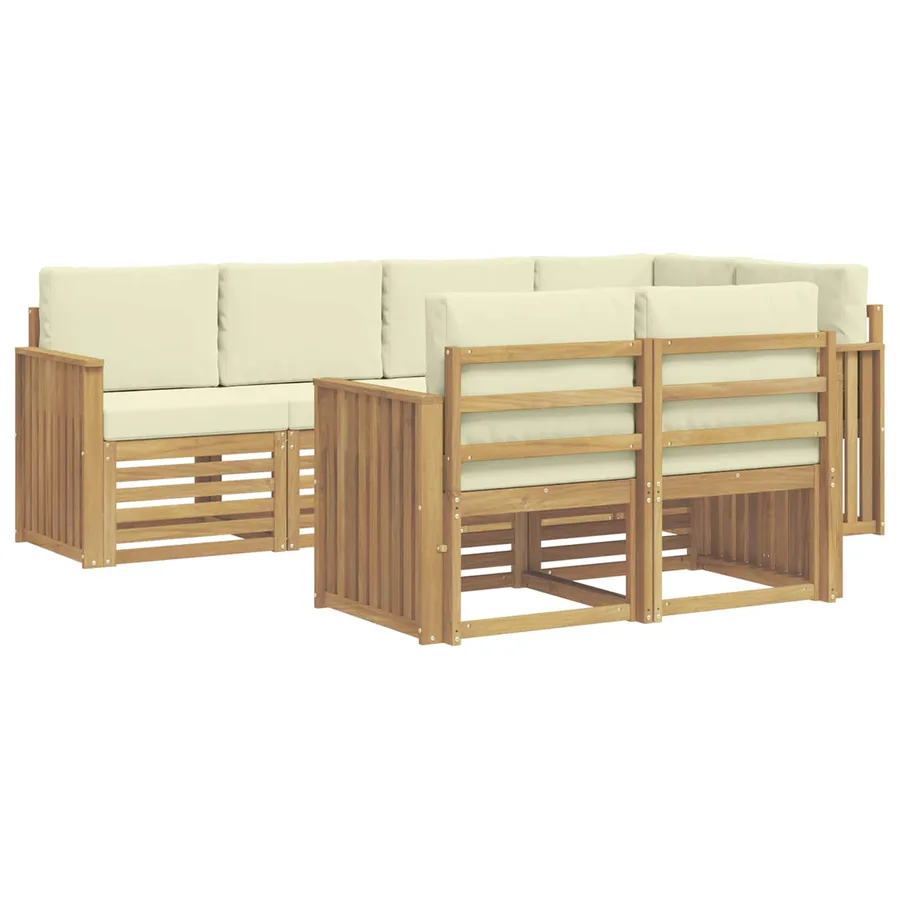 Ensemble de canapés d'extérieur 7 pcs Blanc et crème - 2
