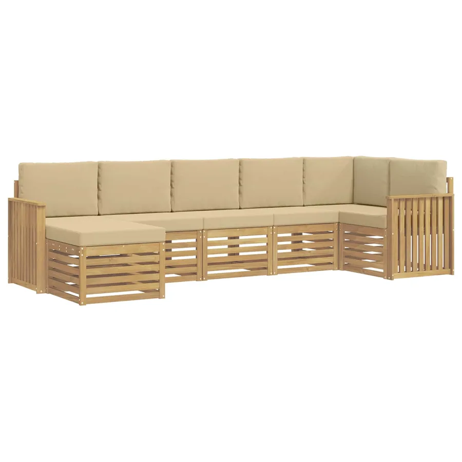 Ensemble de canapés d'extérieur 7 pcs Blanc et Beige - 2
