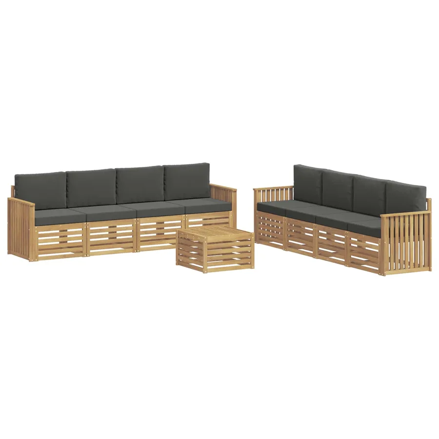 Ensembles de canapés 9 pcs Blanc et anthracite 59 x 59 x 37 cm - 2