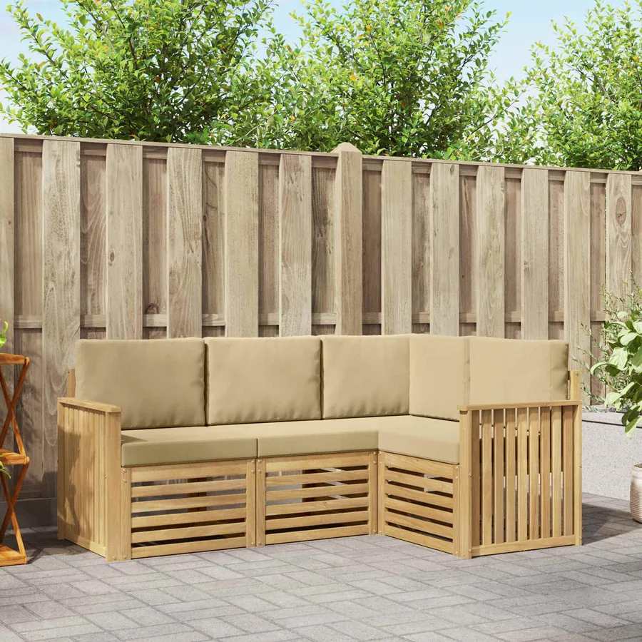 Ensembles de canapés 4 pcs Blanc et Beige 187,5 x 128,5 x 73 cm