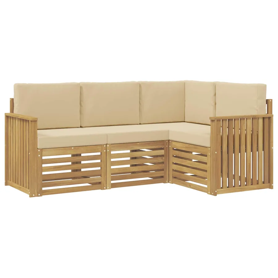 Ensembles de canapés 4 pcs Blanc et Beige 187,5 x 128,5 x 73 cm - 2
