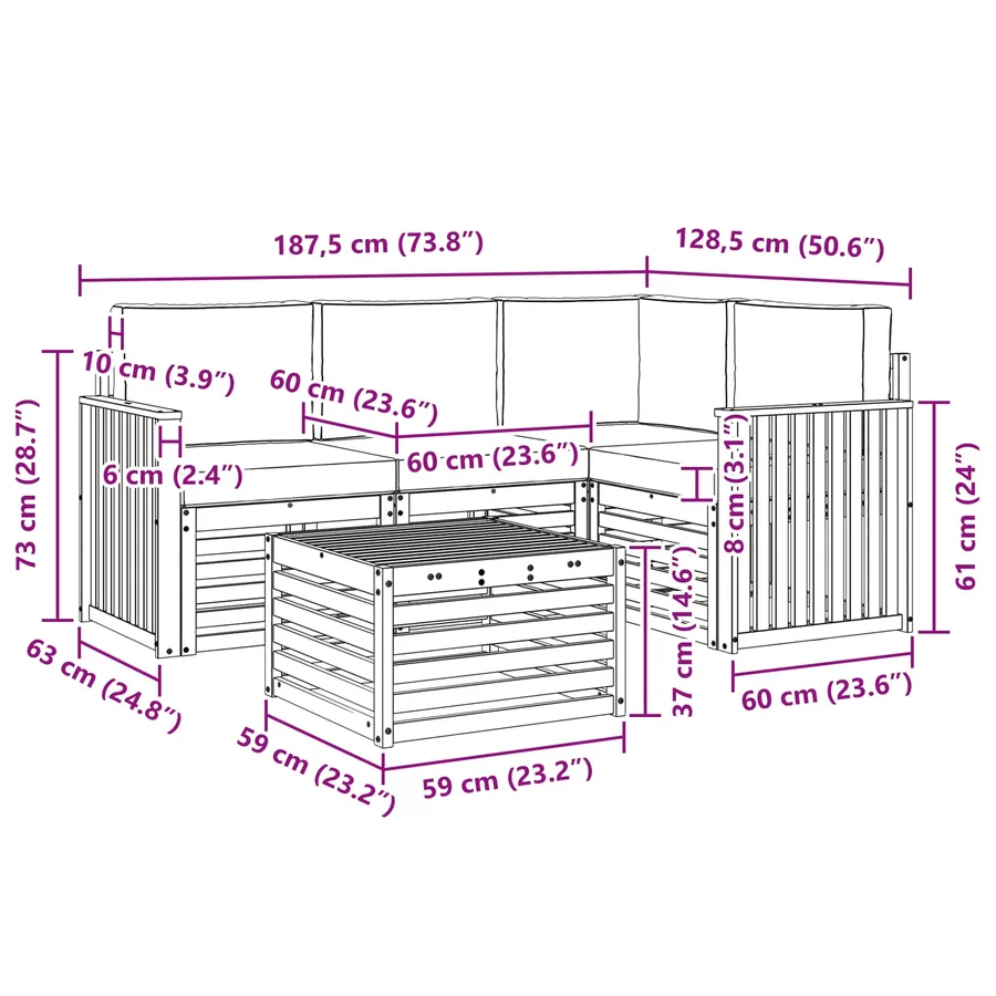 Ensemble de canapés d'extérieur 5 pcs Blanc et Beige - 7