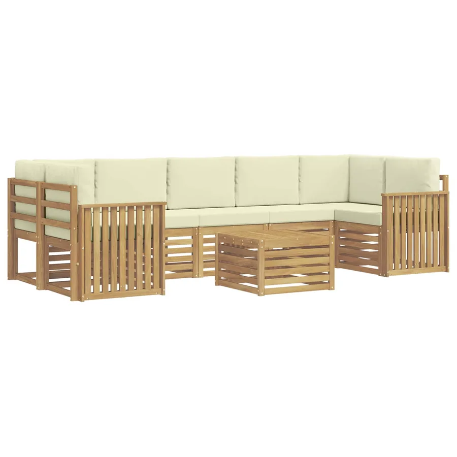 Ensemble de canapés d'extérieur 8 pcs Blanc et crème Polyester - 2