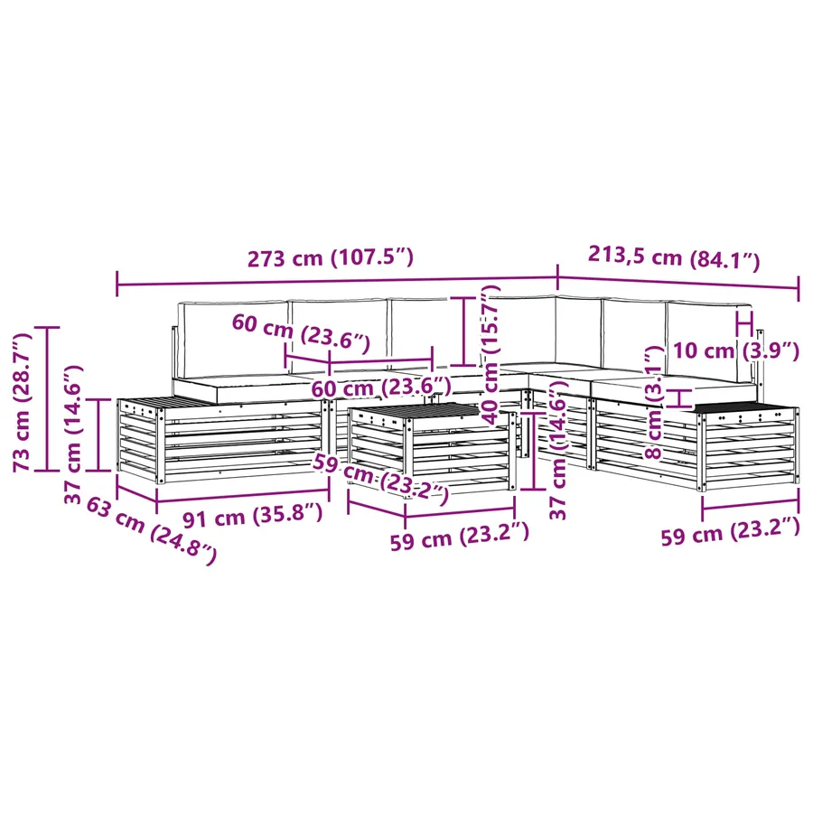 7 pcs Ensemble de canapés d'extérieur Polyester - 9