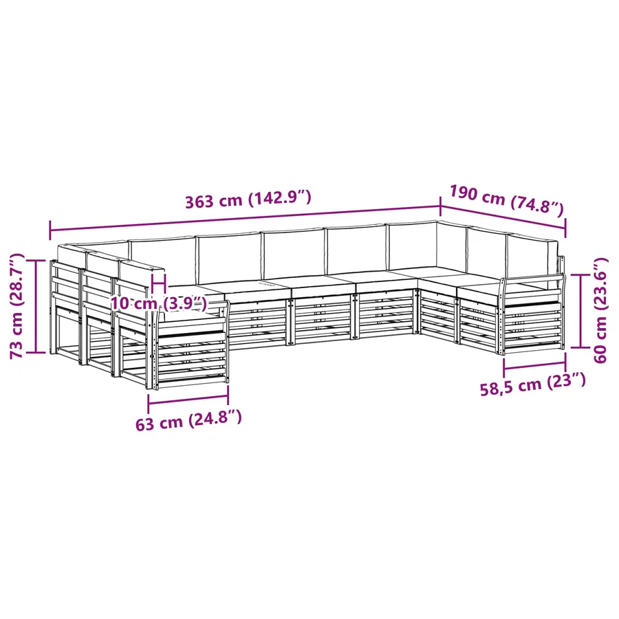 Ensemble de canapés d'extérieur 10 pcs Blanc et anthracite - 7