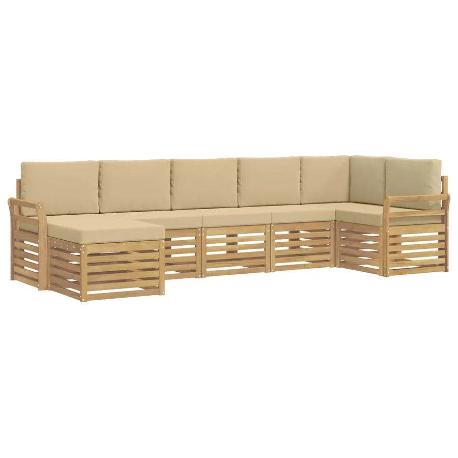 Ensemble de canapés d'extérieur 7 pcs Blanc et Beige - 2