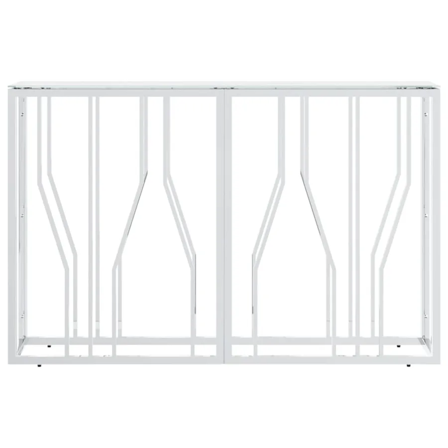 Table console argenté 110x30x70 cm acier inoxydable et verre - 3