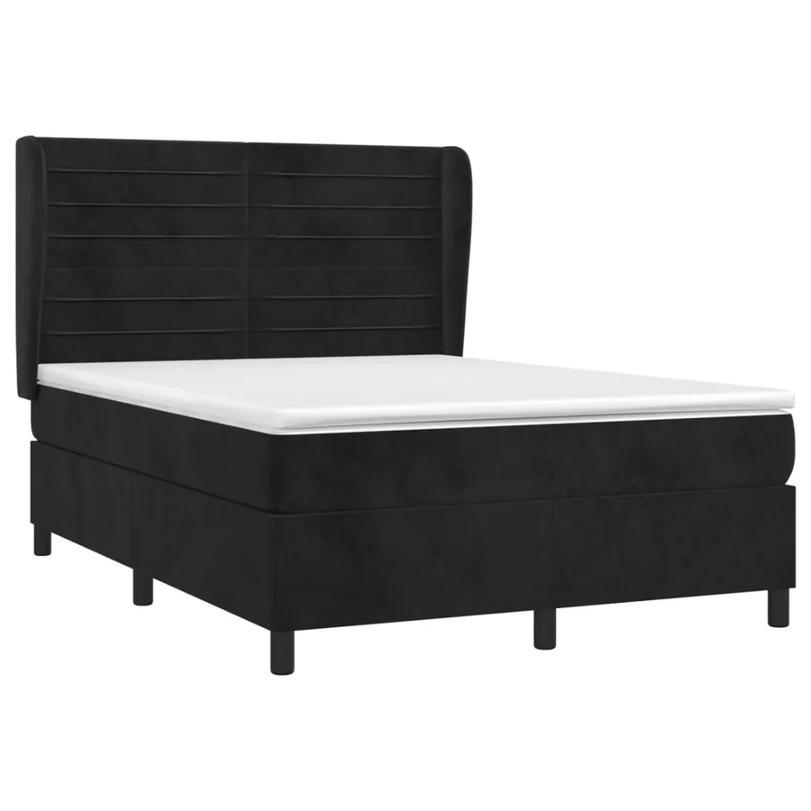 Sommier à lattes de lit avec matelas Noir 140x200 cm Velours - 3