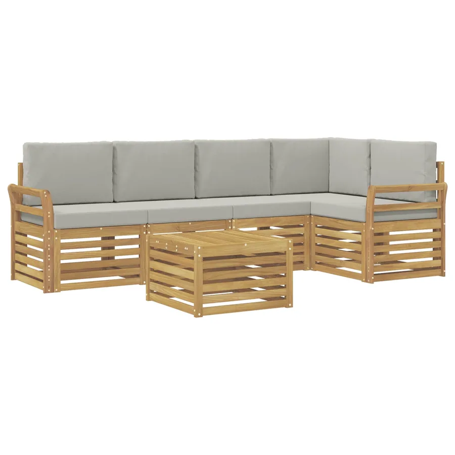 Ensemble de canapés d'extérieur 6 pcs Blanc et gris clair - 2