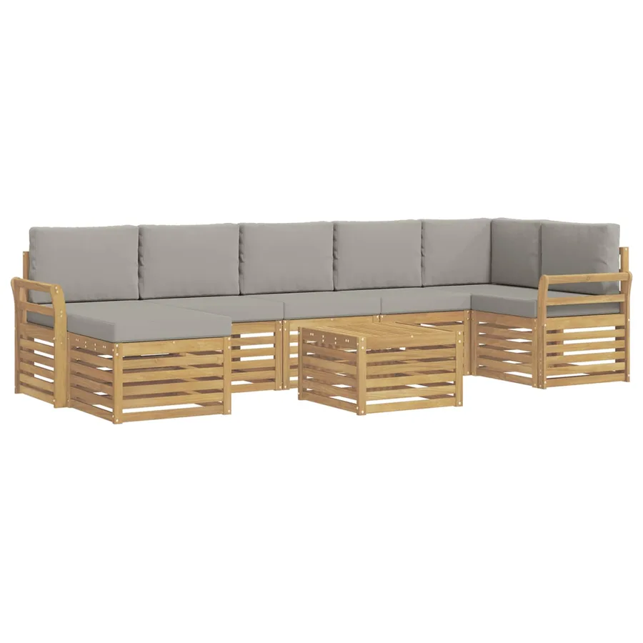Ensemble de canapés d'extérieur 8 pcs Blanc et gris clair - 2
