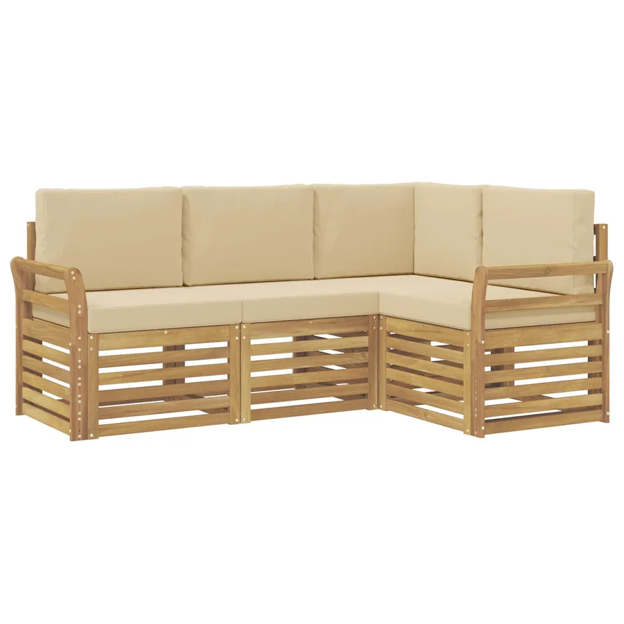 Ensembles de canapés 4 pcs Blanc et Beige 190 x 130,5 x 73 cm - 2