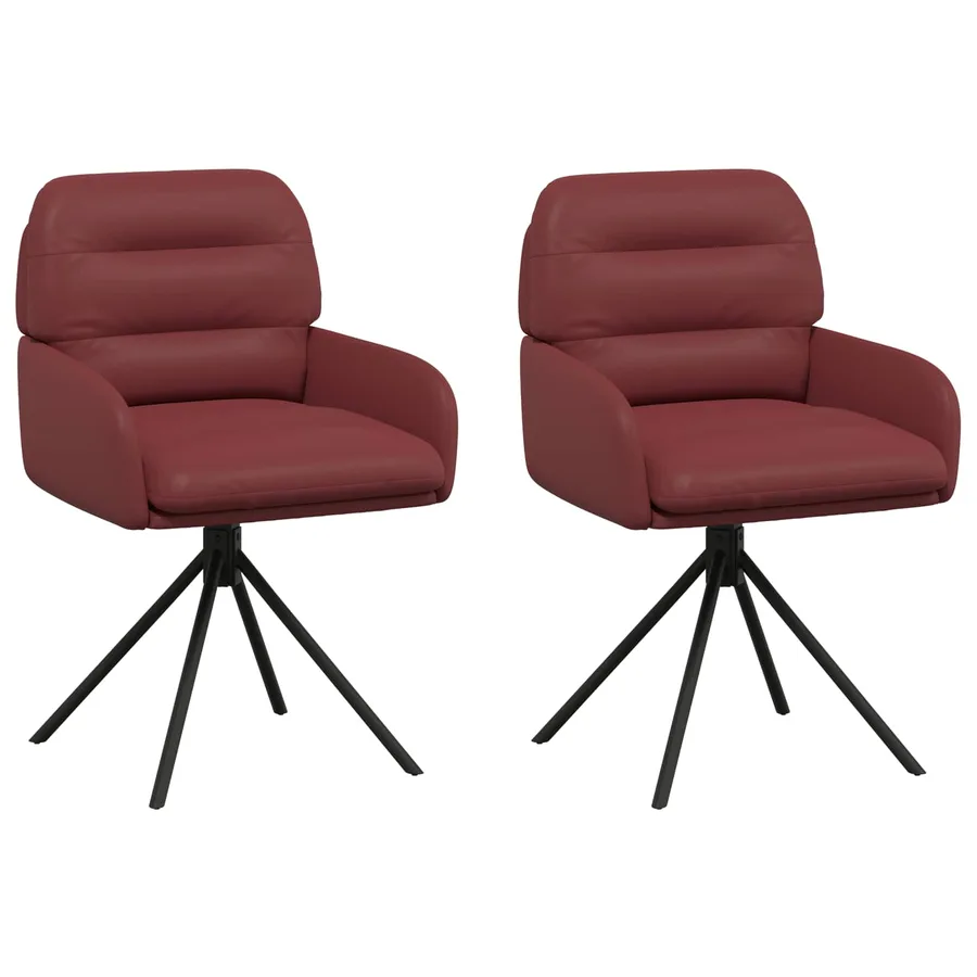 Chaises de salle à manger pivotantes 2 pcs Simili cuir Bordeaux - 2
