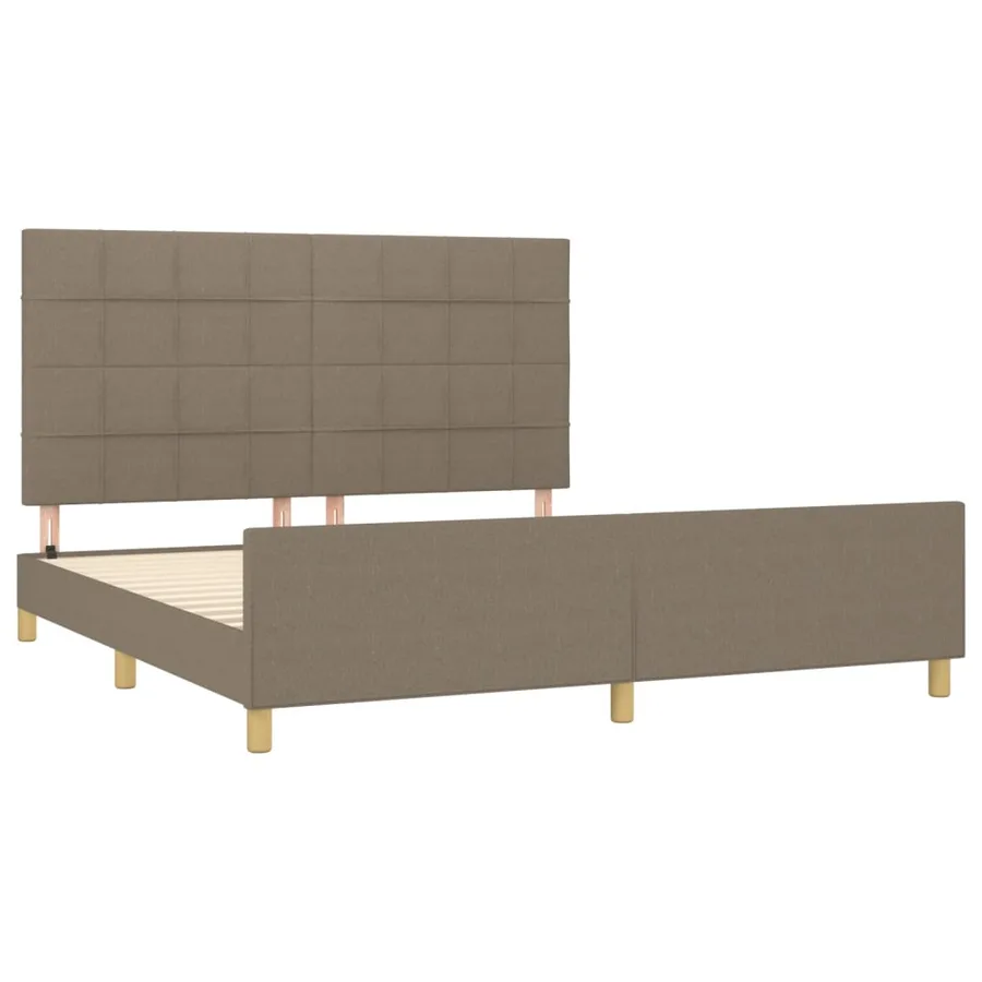 Cadre de lit sans matelas taupe 160x200 cm tissu - 4