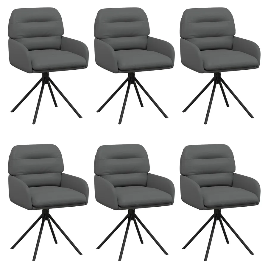 Chaises de salle à manger pivotantes 6 pcs Simili cuir Gris - 2
