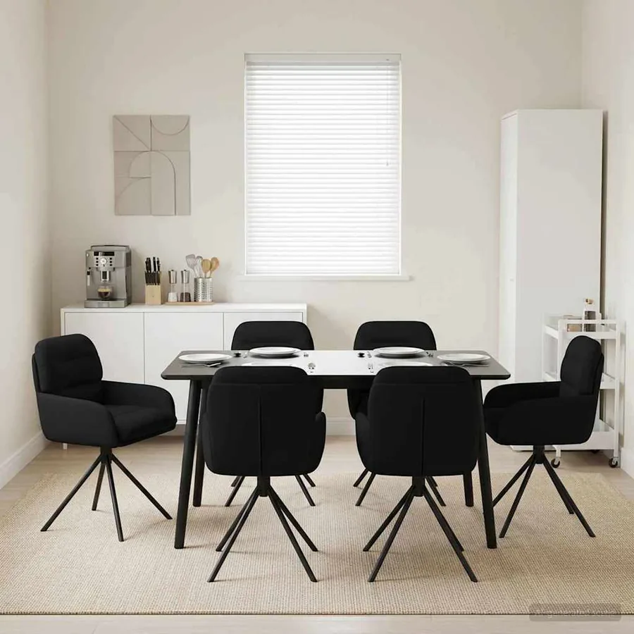 Chaises de salle à manger pivotantes 6 pcs Simili cuir Noir