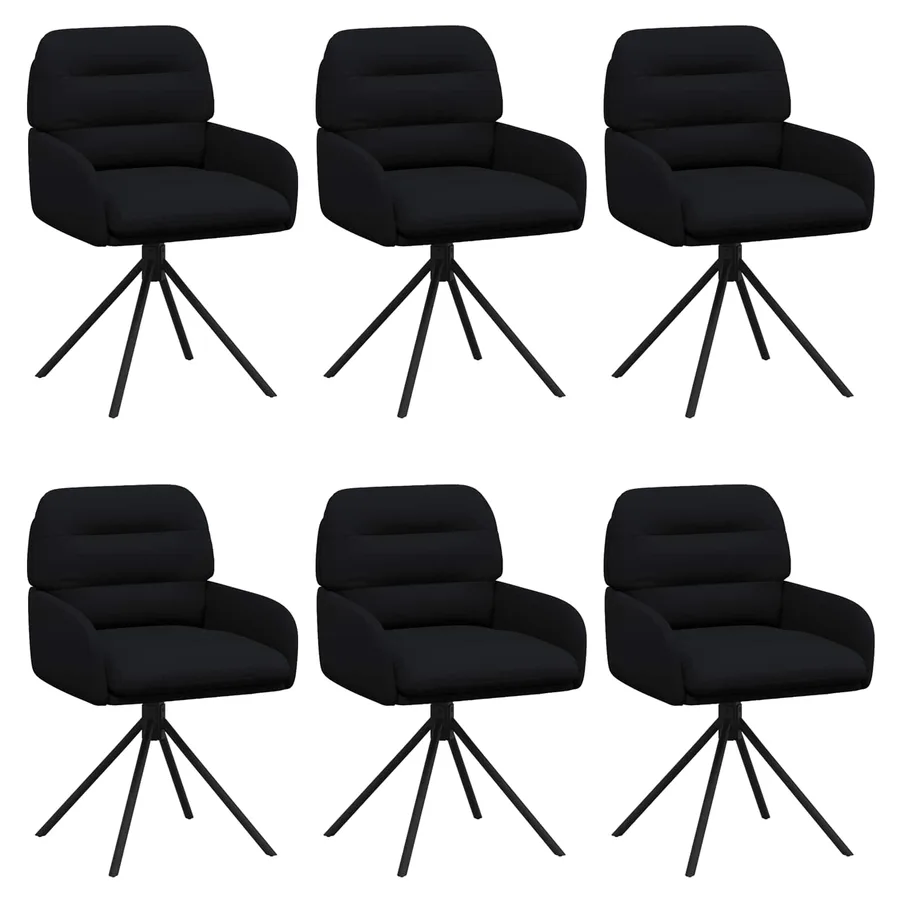 Chaises de salle à manger pivotantes 6 pcs Simili cuir Noir - 2