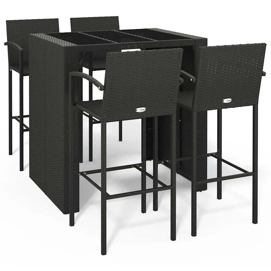 Ensemble de bar de jardin 5 pcs noir résine tressée - 2