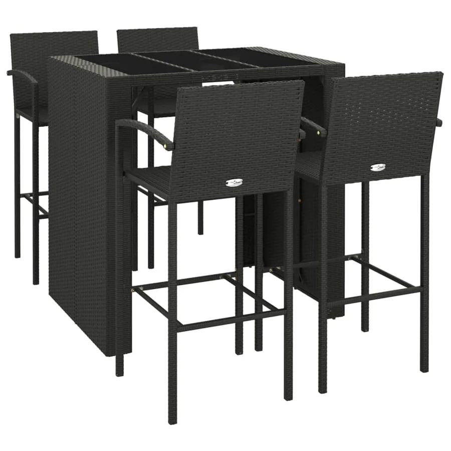Ensemble de bar de jardin 5 pcs noir résine tressée - 3