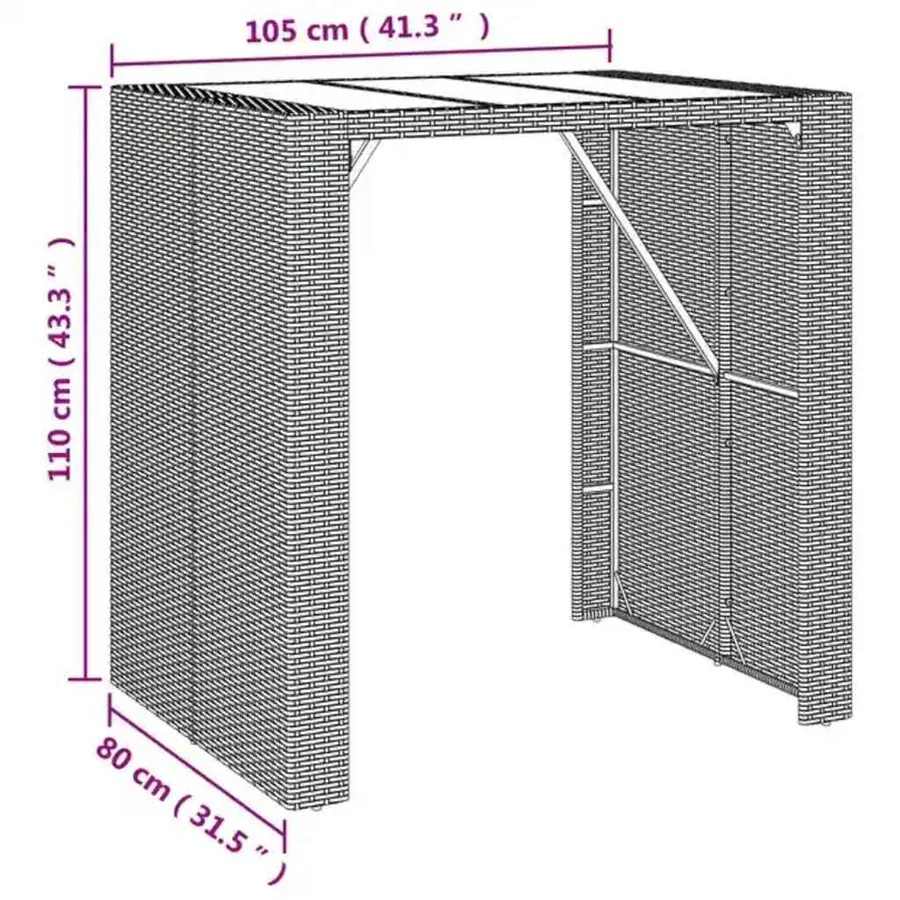 Ensemble de bar de jardin 5 pcs noir résine tressée - 9