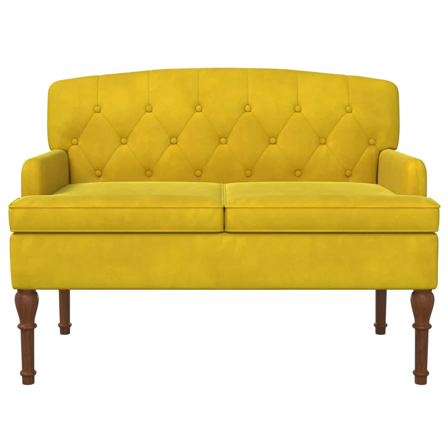 Canapé love seat avec capitonnage en boutons Jaune clair - 3