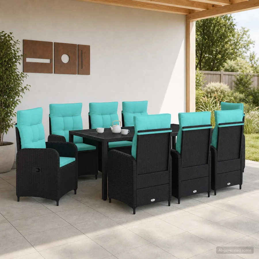 Ensemble de repas extérieur 9 pcs polyrotin
