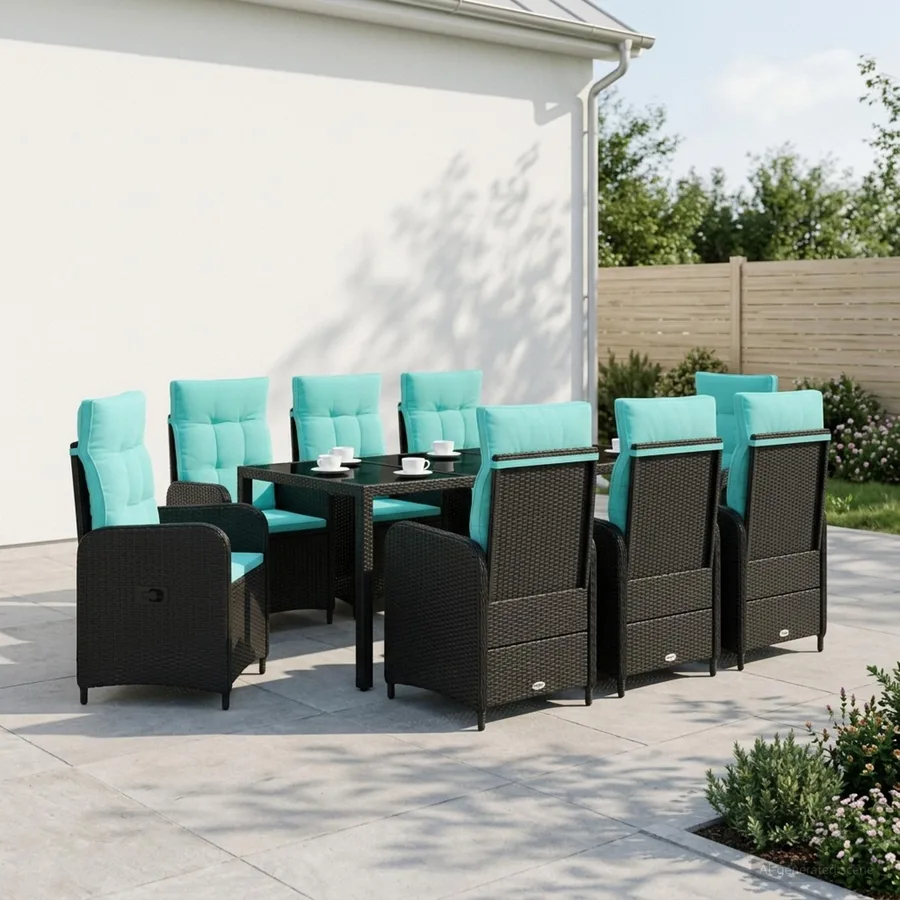 Ensemble de repas extérieur 9 pcs polyrotin - 3