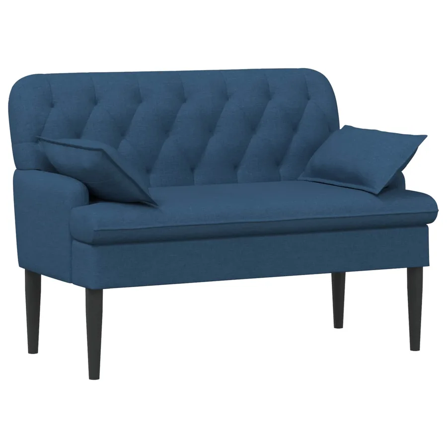 Canapé love seat avec capitonnage en boutons Bleu Tissu - 2