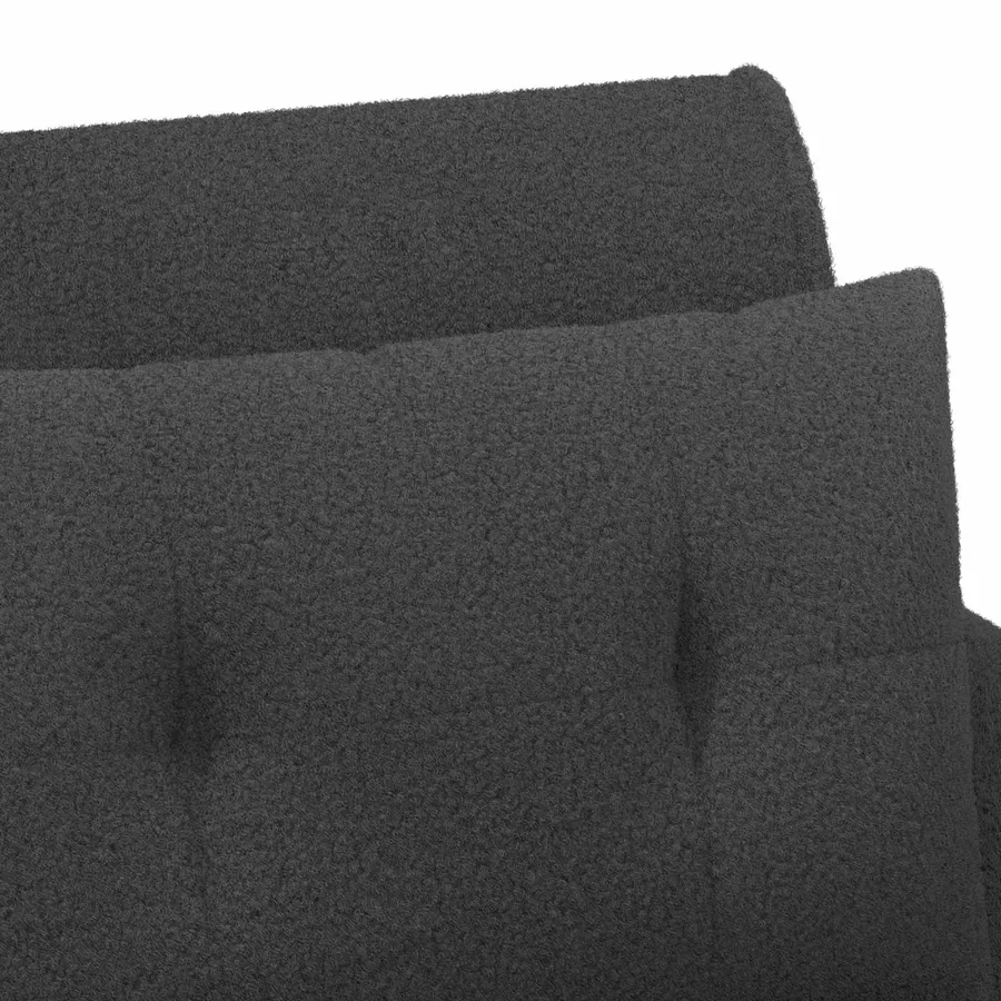 Canapé love seat avec capitonnage en boutons Gris foncé Bouclé - 7
