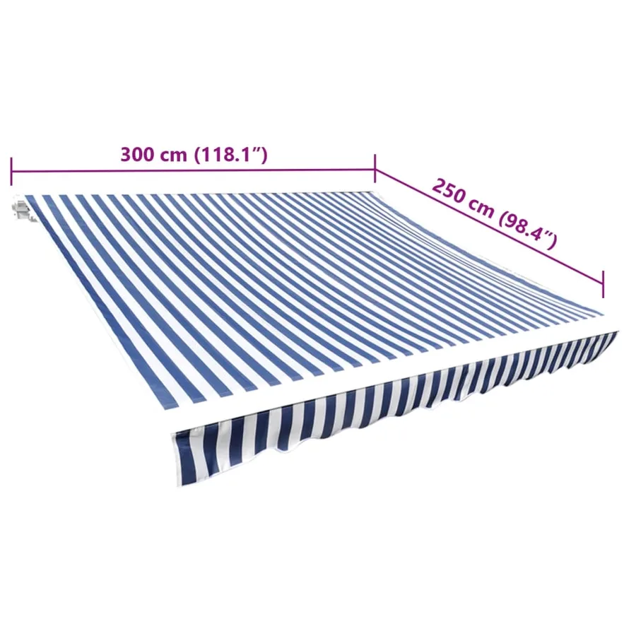 Tissu de remplacement pour auvent bleu et blanc 3x2,5 m polyester - 5