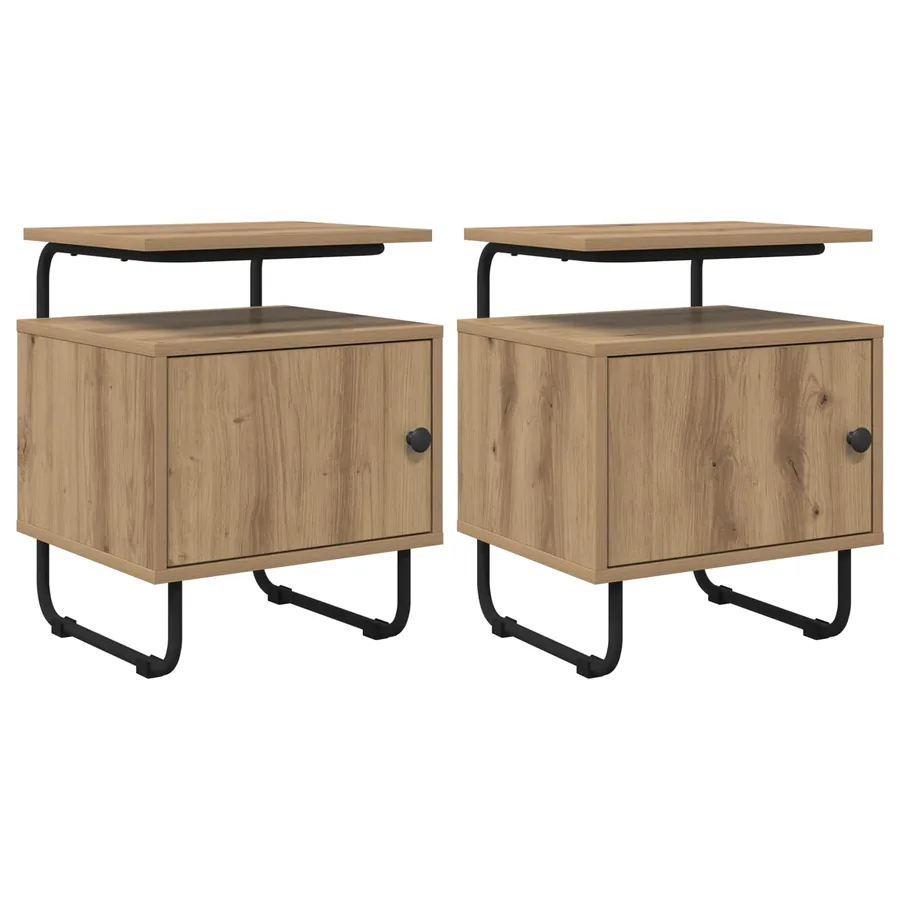Table de chevet 2 pc Chêne artisanal Bois d'ingénierie