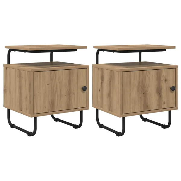 Table de chevet 2 pc Chêne artisanal Bois d'ingénierie