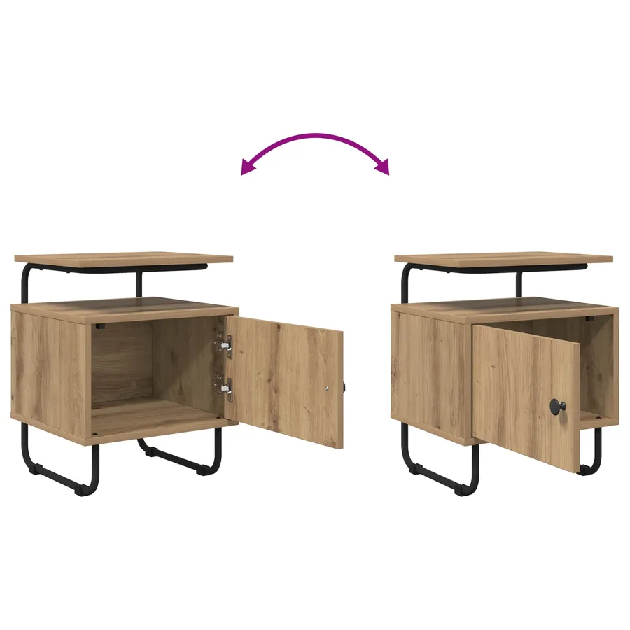Table de chevet 2 pc Chêne artisanal Bois d'ingénierie - 10