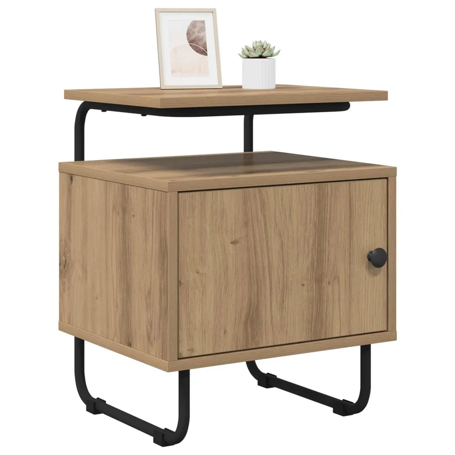 Table de chevet 2 pc Chêne artisanal Bois d'ingénierie - 2