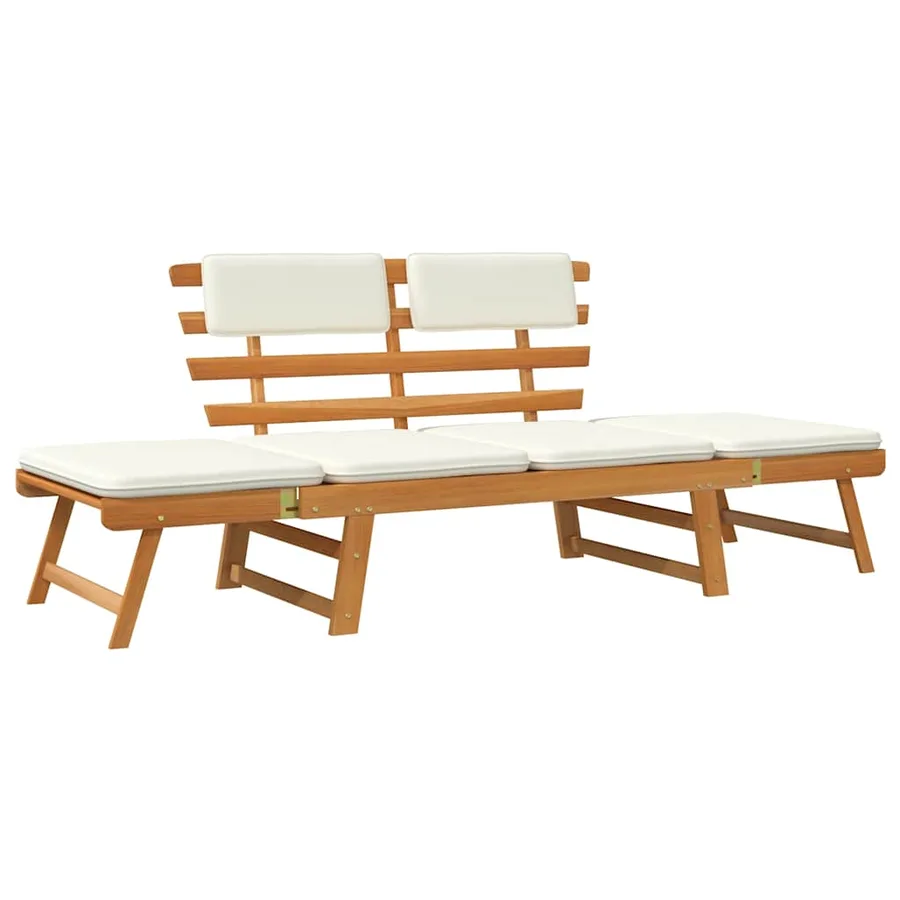 Banc de jardin avec coussins 2-en-1 190 cm Bois solide d'acacia - 2