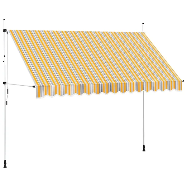 Auvent rétractable manuel 350 cm Rayures jaunes et bleues