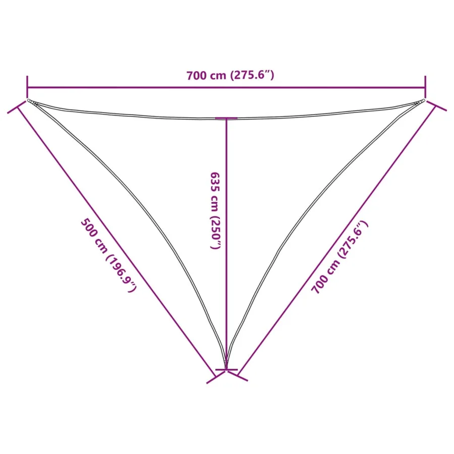 Voile de parasol tissu oxford triangulaire 5x7x7 m crème - 10