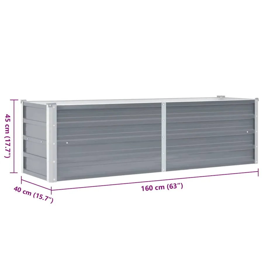 Lit surélevé de jardin Acier galvanisé 160x40x45 cm Gris - 7