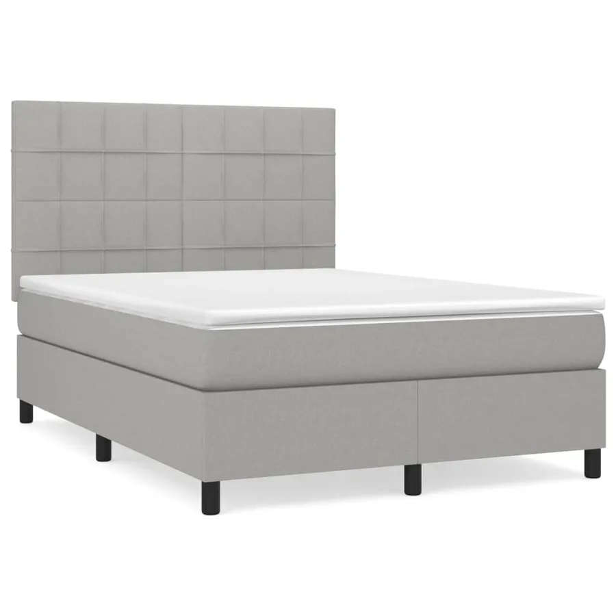 Sommier à lattes de lit avec matelas Gris clair 140x200cm Tissu - 2