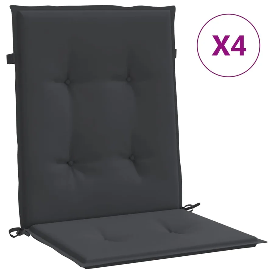 Coussins de chaise de jardin à dossier bas lot de 4 noir - 2