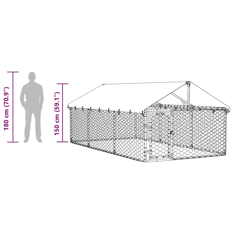 Chenil extérieur avec toit 400x200x150 cm - 14