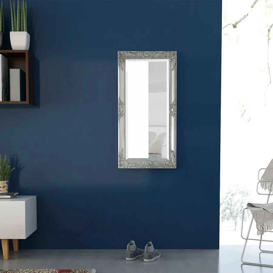 Miroir mural style baroque 100x50 cm Argenté - 3