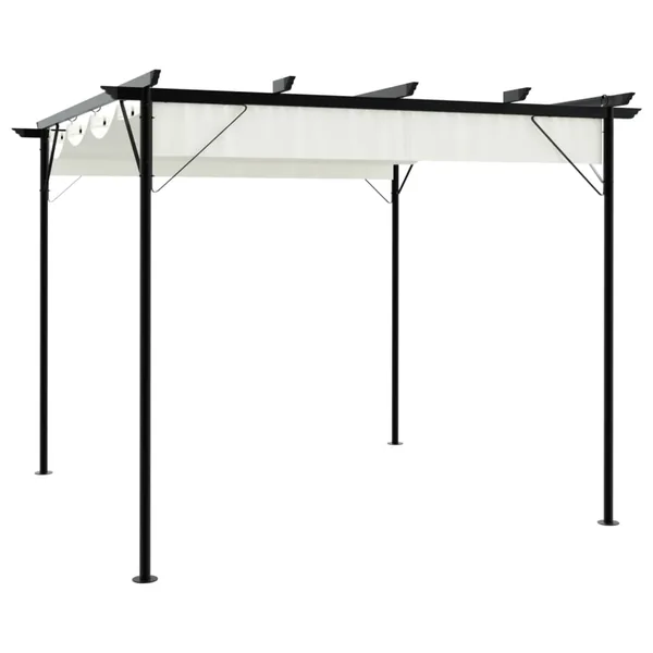 Pergola avec toit rétractable Blanc crème 3 x 3 m Acier