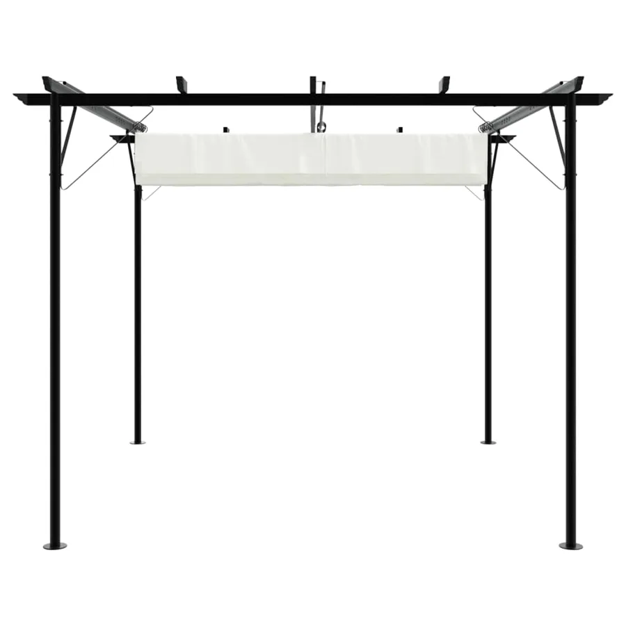 Pergola avec toit rétractable Blanc crème 3 x 3 m Acier - 4
