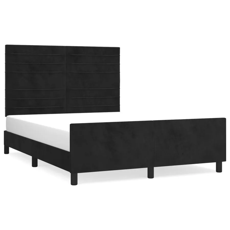 Cadre de lit sans matelas noir 140x200 cm velours - 2