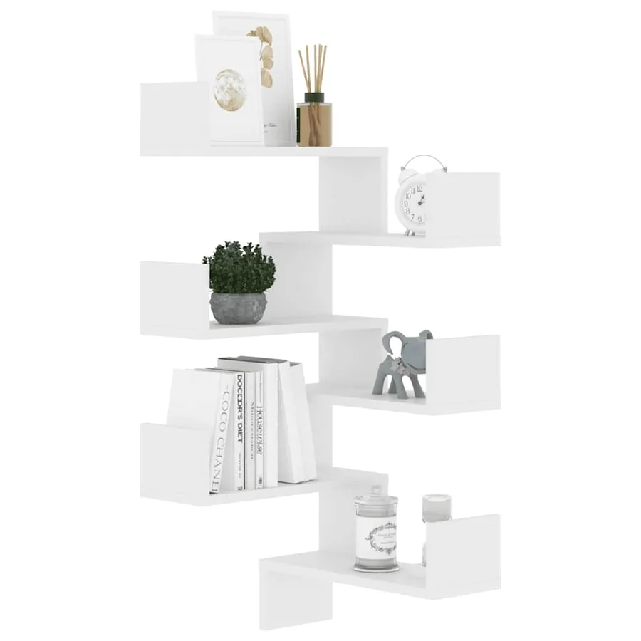 Étagères murales d'angle 2 pcs Blanc 40x40x50cm bois ingénierie - 9
