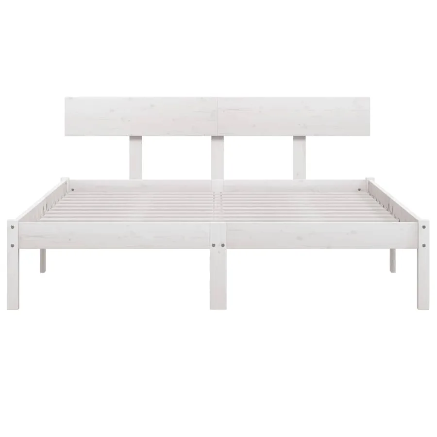 Cadre de lit sans matelas blanc bois massif 160x200 cm - 4