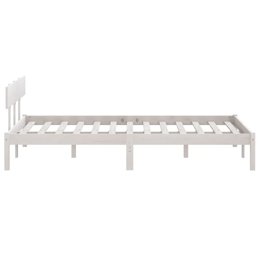 Cadre de lit sans matelas blanc bois massif 160x200 cm - 5